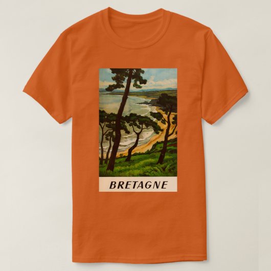 ブルターニュのヴィンテージ旅行ポスター Tシャツ (デザイン正面)