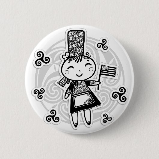 ブルターニュの女の子 缶バッジ (正面)