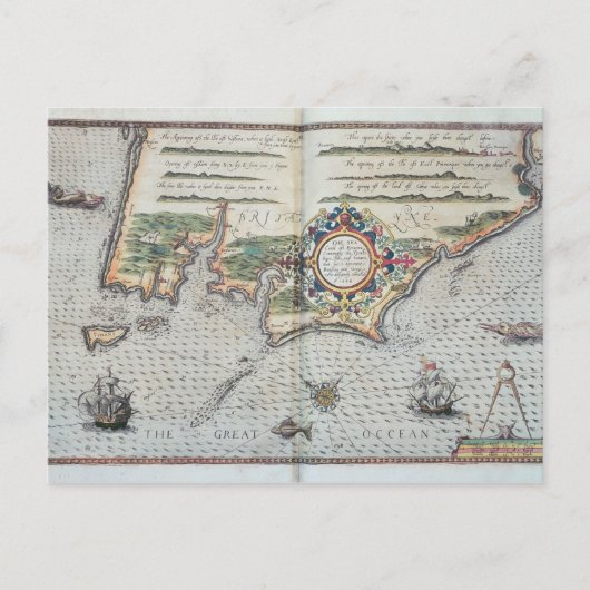 ブルターニュの海岸線の地図, 1588 ポストカード (正面)