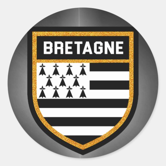 ブルターニュ国旗 ラウンドシール (正面)