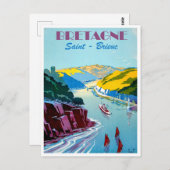 ブルターニュ、パノラマ、サンブリューク、セーリングボート ポストカード (正面/裏面)