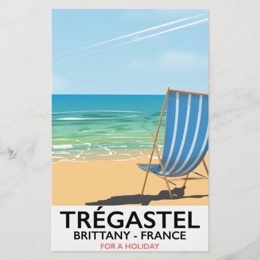ブルターニュ フランス トレガステルのビーチ 旅行ポスター 便箋 (正面)