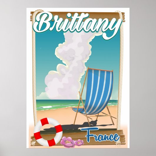 ブルターニュ フランス ビーチ 旅行 ポスター (正面)