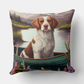 ブルターニースパニエル犬オンのパドル:風光明媚な冒険 クッション (裏面)
