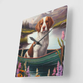 ブルターニースパニエル犬オンのパドル:風光明媚な冒険 スクエア壁時計 (傾斜)