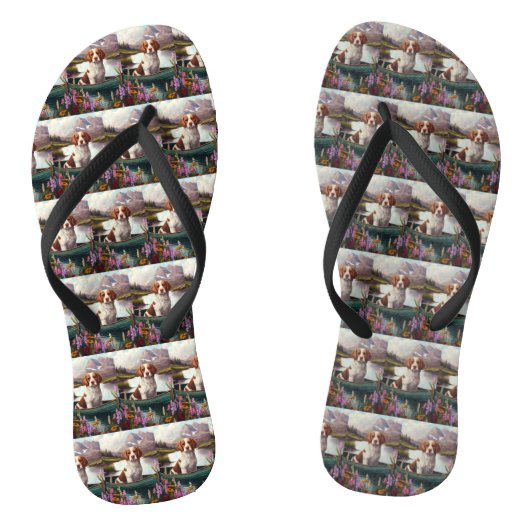 ブルターニースパニエル犬オンのパドル:風光明媚な冒険 ビーチサンダル (ソール)