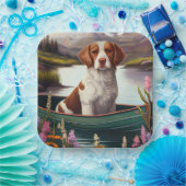 ブルターニースパニエル犬オンのパドル：風光明媚な冒険 ペーパープレート (パーティー)