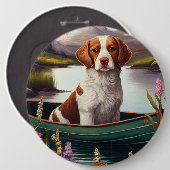 ブルターニースパニエル犬オンのパドル：風光明媚な冒険 缶バッジ (正面&裏面)