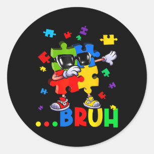 ブルダビングパズル自閉症意識ティーンズボーイズ気 ラウンドシール