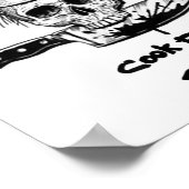 ブルダン調理師フリーまたはダイおもしろいスカルシェフフード ポスター (角)