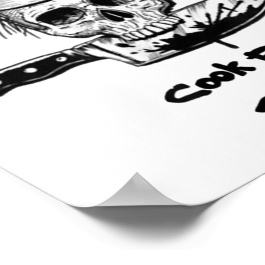 ブルダン調理師フリーまたはダイおもしろいスカルシェフフード ポスター (角)