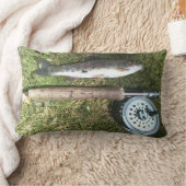 ブルックとニジマス枕 ランバークッション (ブランケット)