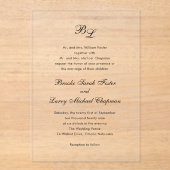 ブルッククラシックスクリプトモノグラムエレガントな結婚式 アクリル招待状 (正面)