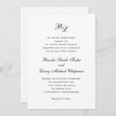 ブルッククラシックスクリプトモノグラムエレガントな結婚式 招待状 (正面/裏面)