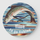 ブルックトラウトの釣りの時間 ラージ壁時計 (正面)