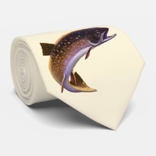 ブルックトラウトの魚、ヴィンテージ スポーツフィッシングの漁師 ネクタイ