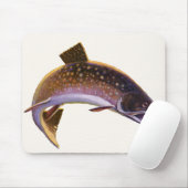 ブルックトラウトの魚、ヴィンテージ スポーツフィッシングの漁師 マウスパッド (マウス)