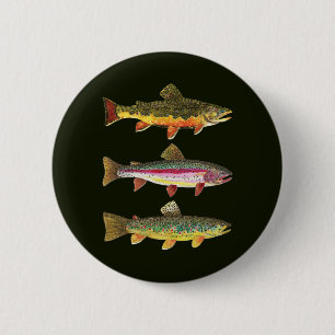 ブルックトラウトスポーツ魚釣り 缶バッジ