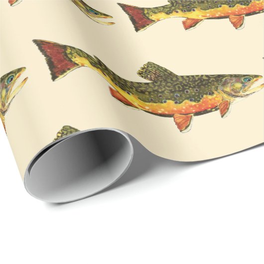 ブルックトラウト魚釣り魚類学メンズウィメンズアングラーズ ラッピングペーパー (ロールコーナー)