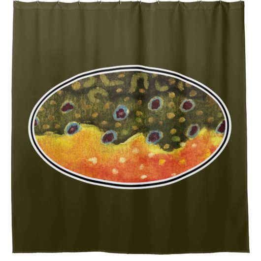 ブルックトラウト魚釣り シャワーカーテン (正面)