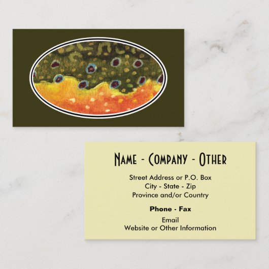 ブルックトラウト魚釣り 名刺 (正面/裏面)