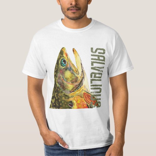 ブルックトラウト魚釣り Tシャツ (正面)