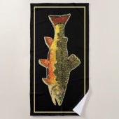 ブルックマス釣りフライクールグ夏 ビーチタオル (正面)