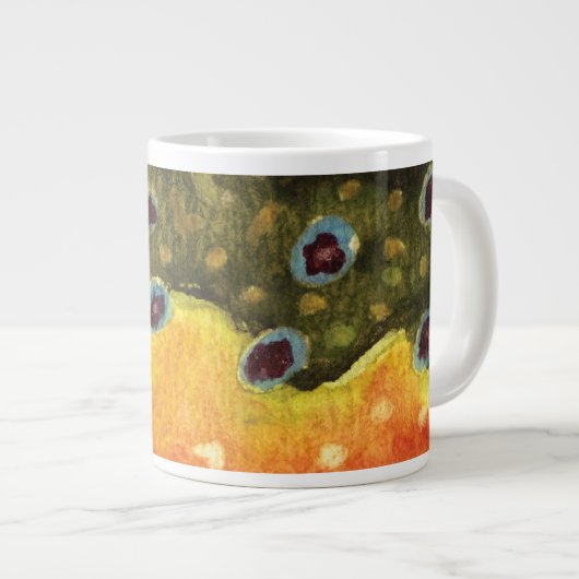 ブルックマス釣り魚類学者アングラー ジャンボコーヒーマグカップ (正面右)