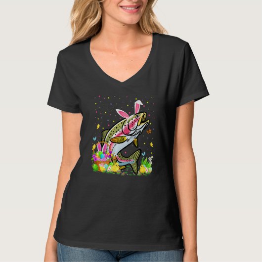 ブルックマス魚イースターエッグ狩りバニーブルックマス Tシャツ (正面)