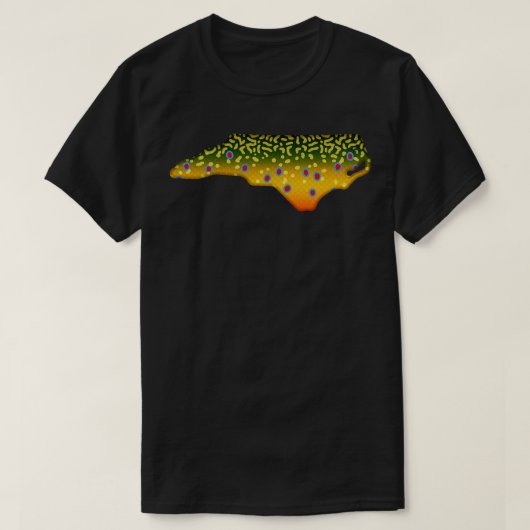 ブルックマス魚ノースオリナ州マップ魚釣りGif Tシャツ (デザイン正面)
