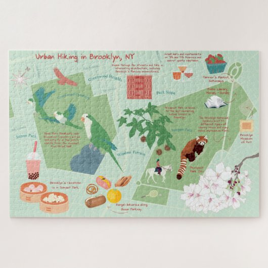 ブルックリンのアーバンハイキングの地図 ジグソーパズル (横)