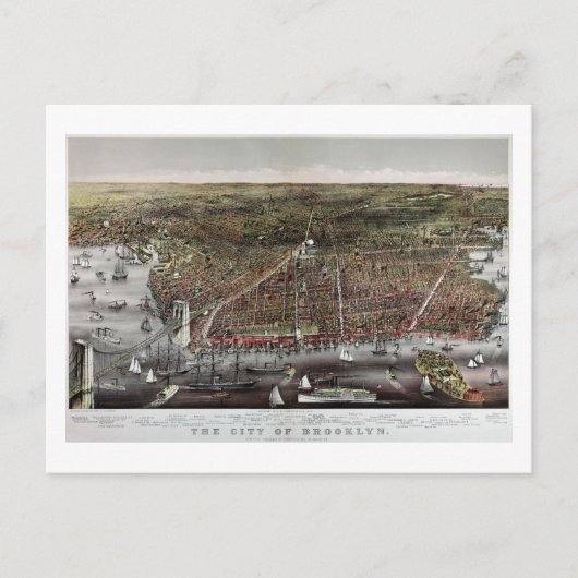 ブルックリンのキュリエとイヴプリント, 1886 ポストカード (正面)