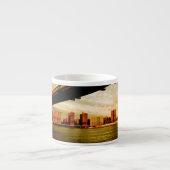 ブルックリンの側面(NYC)からのマンハッタン橋眺め エスプレッソカップ (正面)