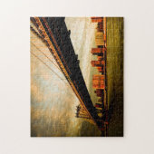 ブルックリンの側面(NYC)からのマンハッタン橋眺め ジグソーパズル (縦)