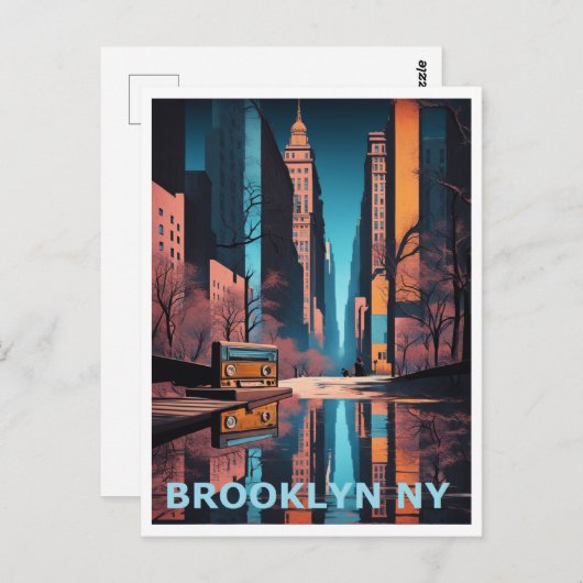 ブルックリンカラフルNYグラフィックアートデザイン ポストカード (正面/裏面)