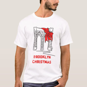 ブルックリンクリスマスニューヨークシティランドマークNYC Tシャツ