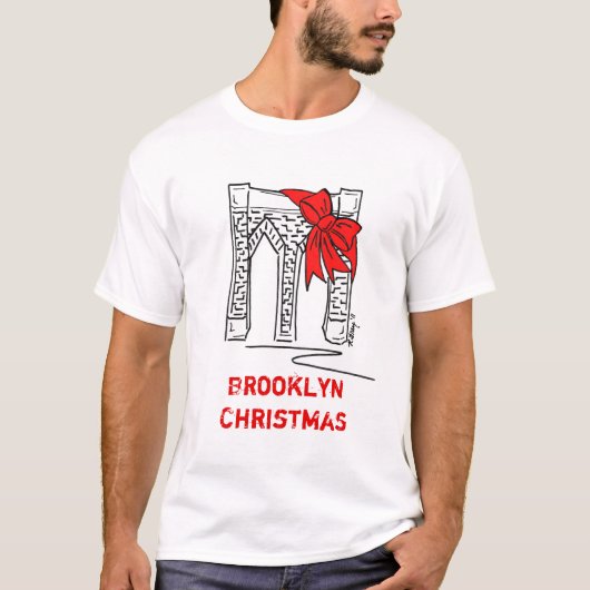 ブルックリンクリスマスニューヨークシティランドマークNYC Tシャツ (正面)