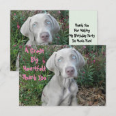 ブルックリンズ誕生日ガーデンパーティーワイマランダードッグ サンキューカード (正面/裏面)