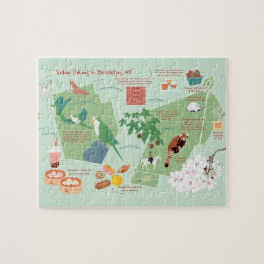 ブルックリンニューヨークのアーバンハイキングの地図 ジグソーパズル (横)