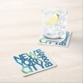 ブルックリンニューヨークのタイポグラフィ スクエアペーパーコースター (インサイチュ)