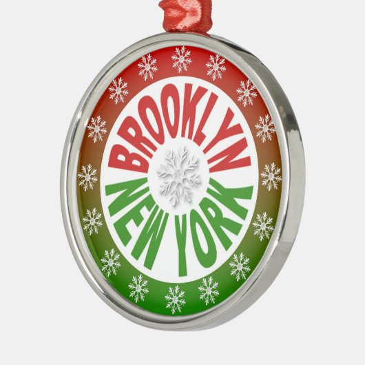 ブルックリンニューヨークの赤い緑のオーナメント メタルオーナメント (左)