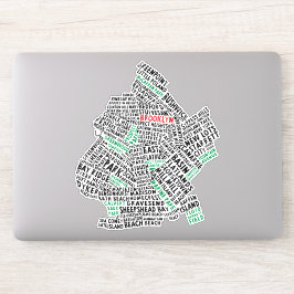 ブルックリンニューヨークシティワードアートマップ シール