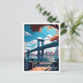 ブルックリンニューヨークトラベルヴィンテージイラストレーション ポストカード (スタンド正面)