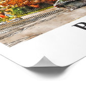 ブルックリンニューヨーク旅行水カラーハンドドロー ポスター (角)