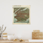 ブルックリンニューヨーク1908アンティークパノラママップ ポスター (キッチン)