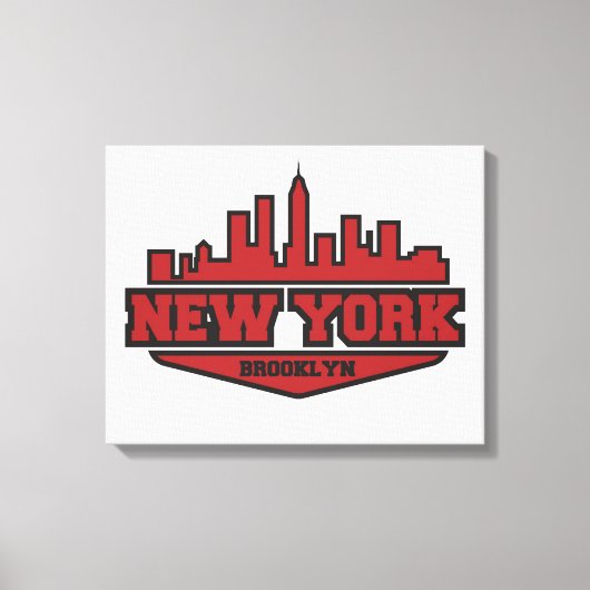 ブルックリンニューヨーク |ブロックスタイルスクリプト キャンバスプリント (正面)