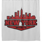ブルックリンニューヨーク |ブロックスタイルスクリプト シャワーカーテン (正面)