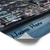 ブルックリンブリッジとマンハッタンスカイラインアットナイト ポスター (角)