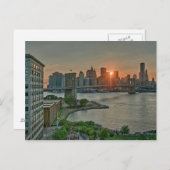 ブルックリンブリッジに沈む夕日 ポストカード (正面/裏面)