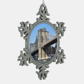 ブルックリンブリッジクリスマスオーナメント スノーフレークピューターオーナメント (左)